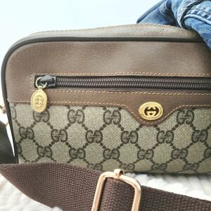 Authentic GUCCI GG Logo Webbing Vintage‎ Clutch Shoulder Crossbody WOC Bag